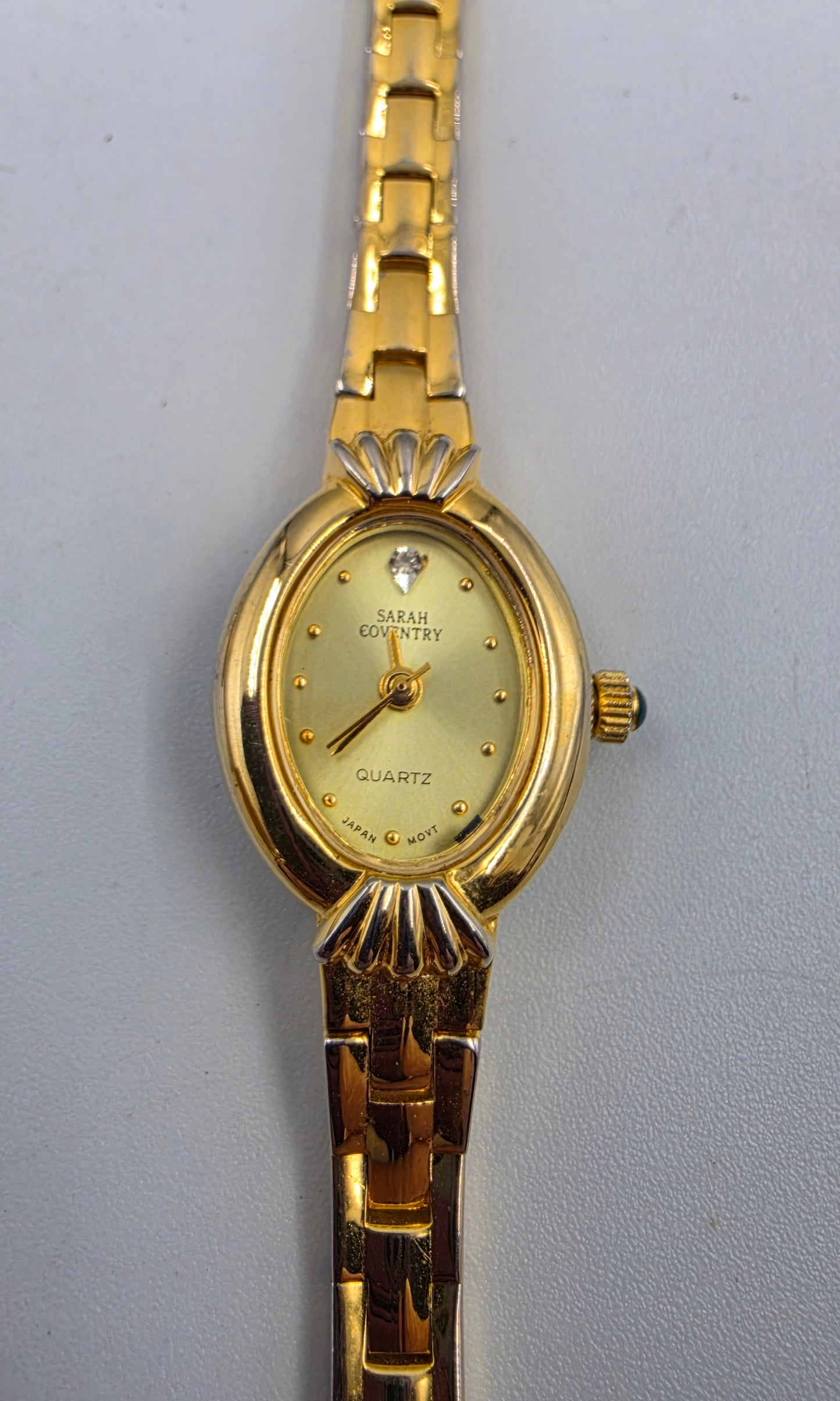 SARAH COVENTRY 1980's-90's Gold Tone Quartz Analog Vintage 6.25" Watch