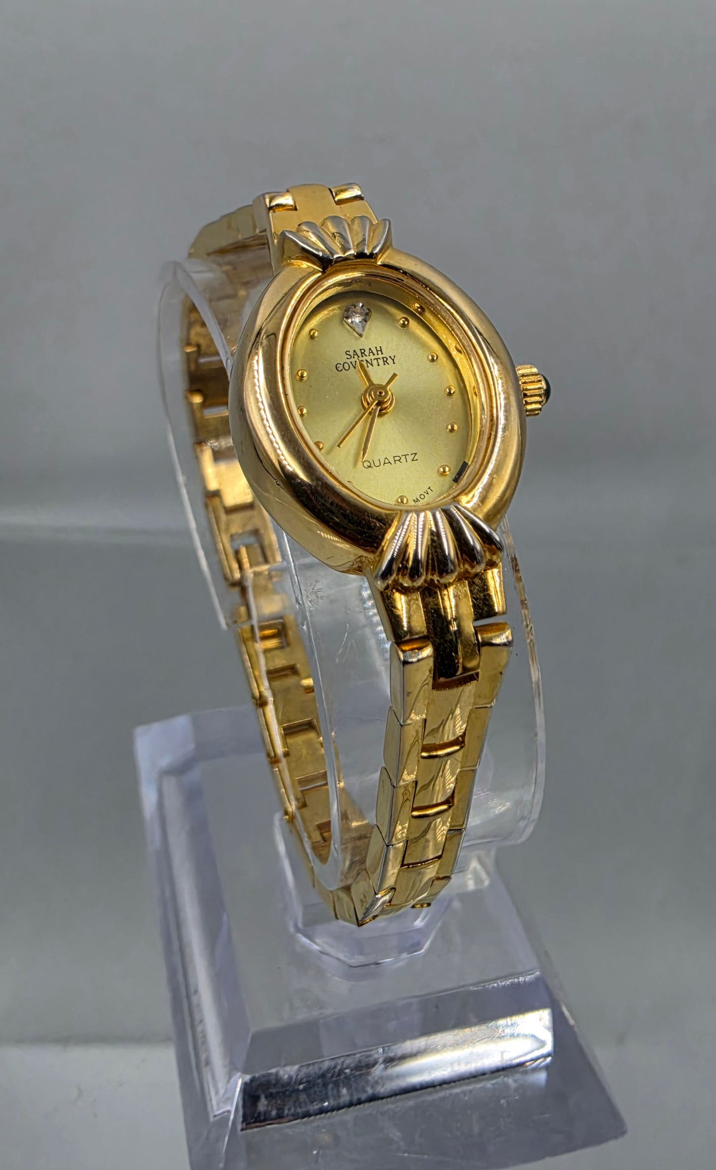 SARAH COVENTRY 1980's-90's Gold Tone Quartz Analog Vintage 6.25" Watch