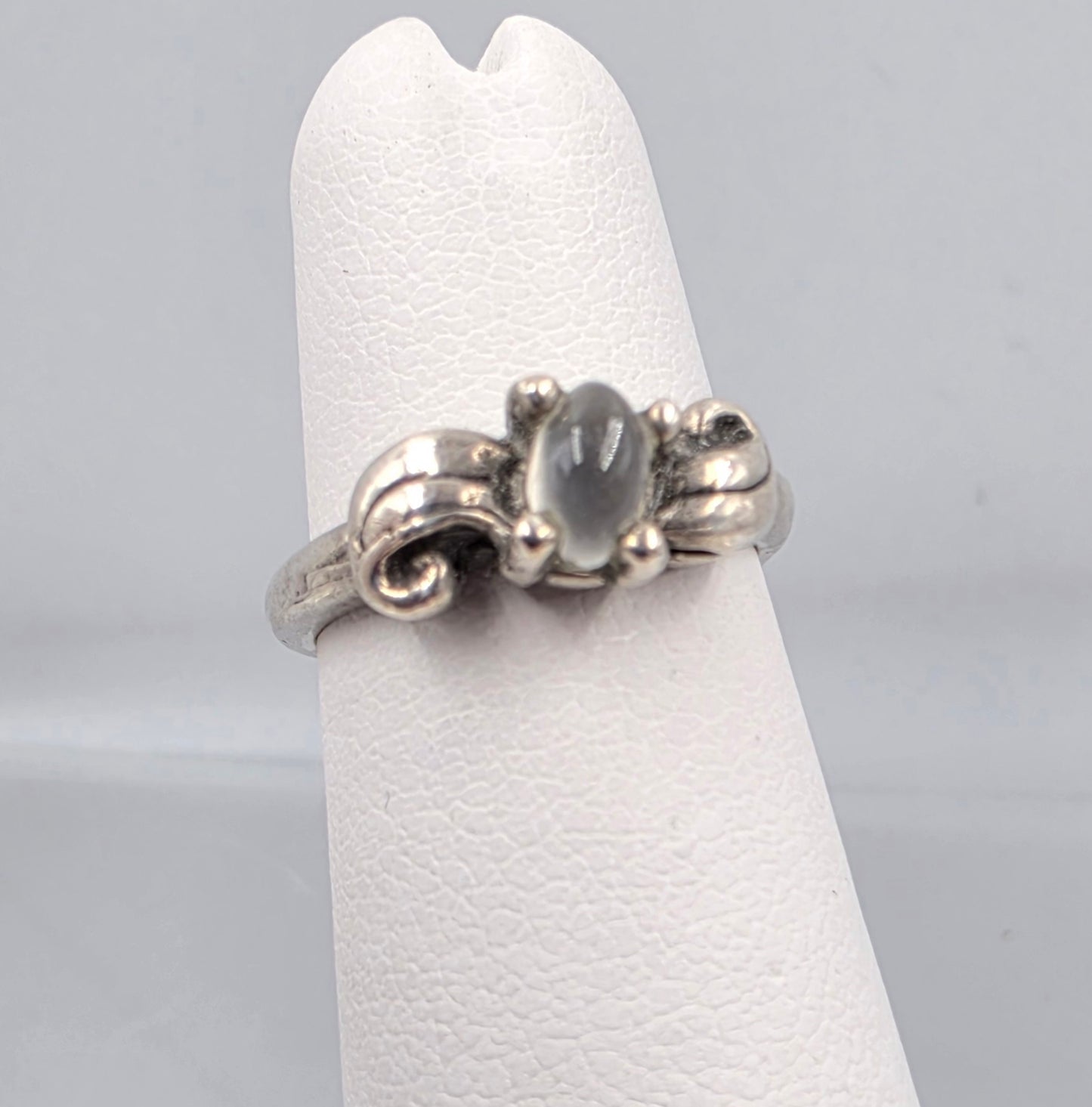 Gray Moonstone Cabochon/Sterling Silver Ring Size 3