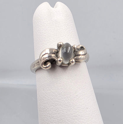 Gray Moonstone Cabochon/Sterling Silver Ring Size 3