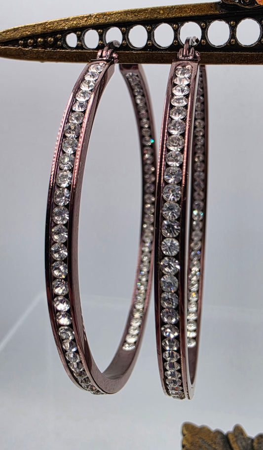 9SQ Stainless Steel 2" Inside Out Hoop Earrings