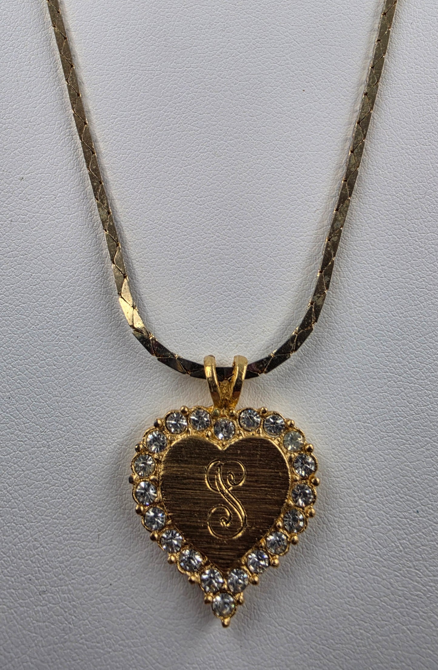 14k Gold Plated Korean 20" Necklace with Heart Shaped Monogram "S" Pendant