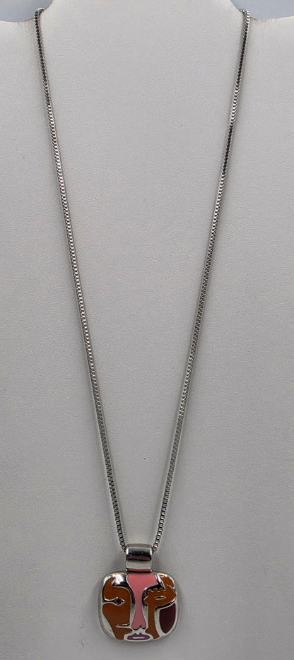 LIA SOPHIA 24"-27" Silver Tone/Enamel Painted Pendant Necklace