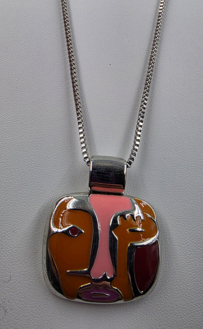LIA SOPHIA 24"-27" Silver Tone/Enamel Painted Pendant Necklace