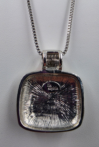 LIA SOPHIA 24"-27" Silver Tone/Enamel Painted Pendant Necklace