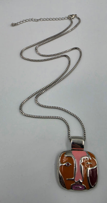 LIA SOPHIA 24"-27" Silver Tone/Enamel Painted Pendant Necklace