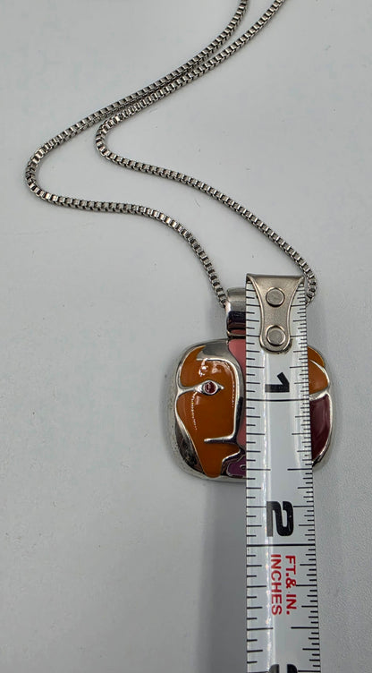 LIA SOPHIA 24"-27" Silver Tone/Enamel Painted Pendant Necklace