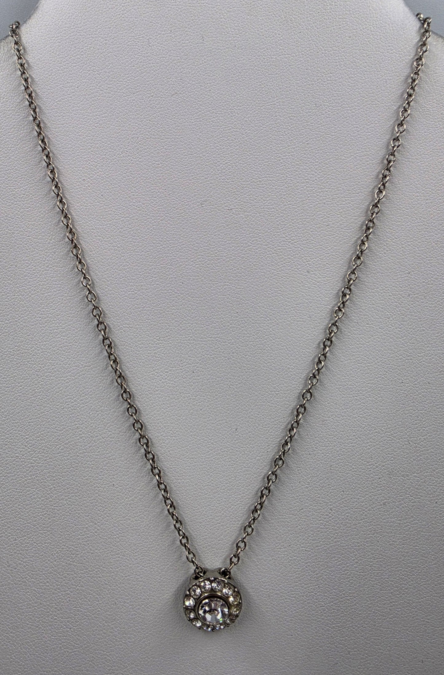 COOKIE LEE 15"-18" Silver Tone/Clear Rhinestone Necklace