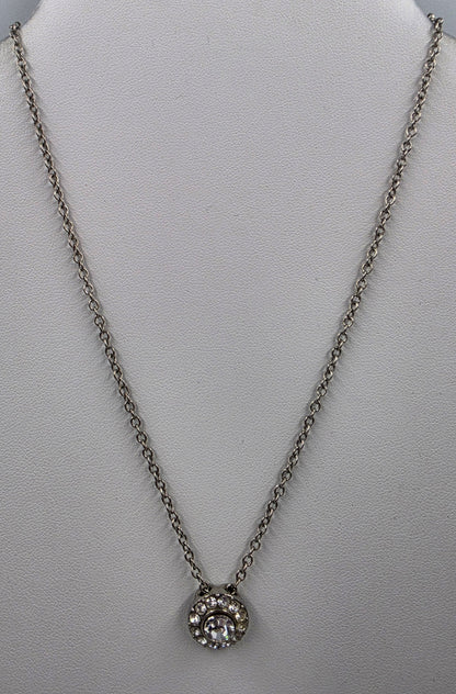 COOKIE LEE 15"-18" Silver Tone/Clear Rhinestone Necklace