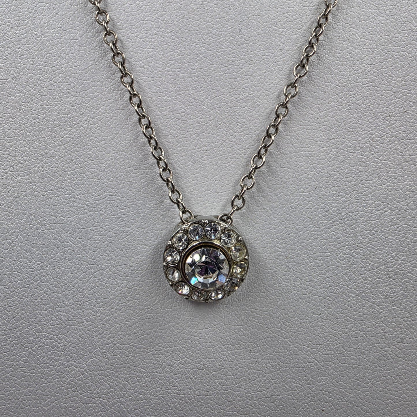 COOKIE LEE 15"-18" Silver Tone/Clear Rhinestone Necklace