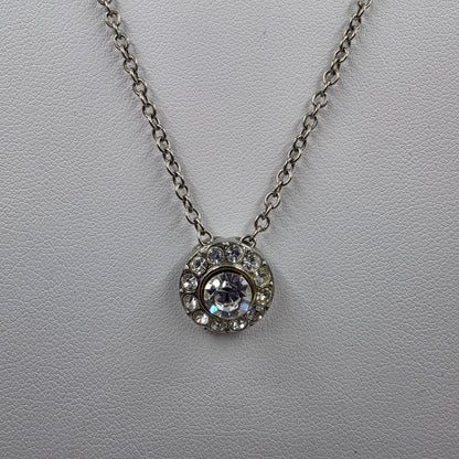 COOKIE LEE 15"-18" Silver Tone/Clear Rhinestone Necklace
