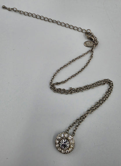 COOKIE LEE 15"-18" Silver Tone/Clear Rhinestone Necklace