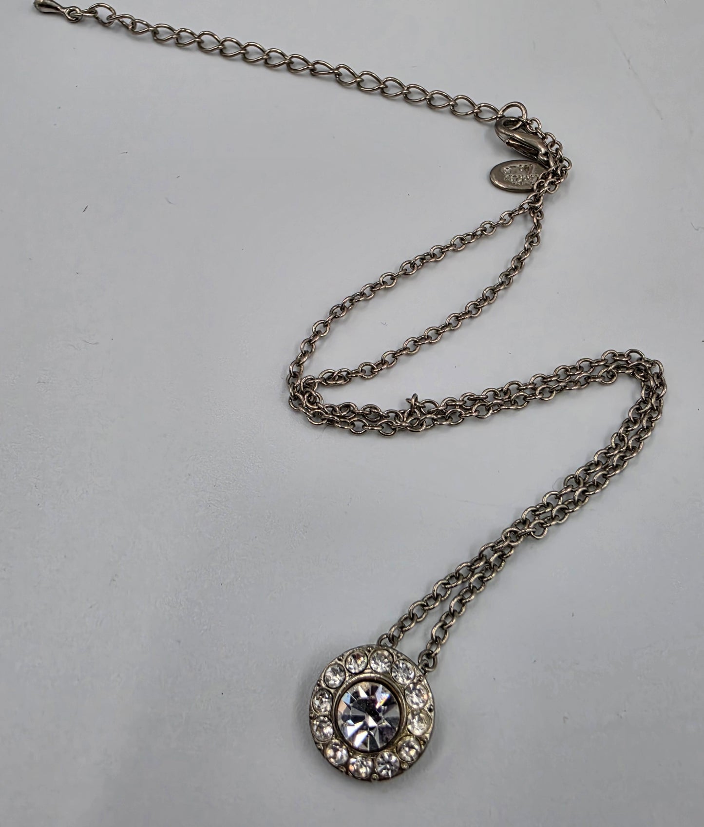 COOKIE LEE 15"-18" Silver Tone/Clear Rhinestone Necklace