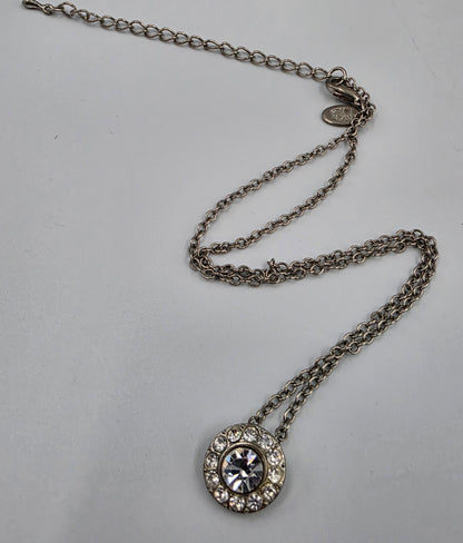 COOKIE LEE 15"-18" Silver Tone/Clear Rhinestone Necklace