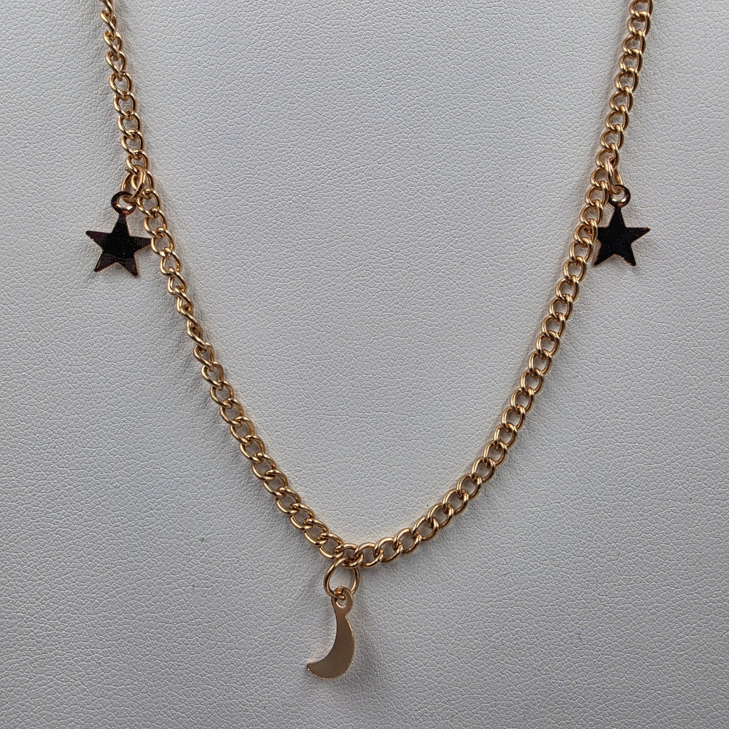 18"-20" Crescent Moon/Stars/Rose Gold Tone Necklace