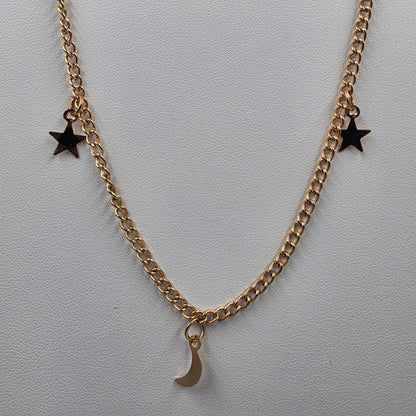 18"-20" Crescent Moon/Stars/Rose Gold Tone Necklace