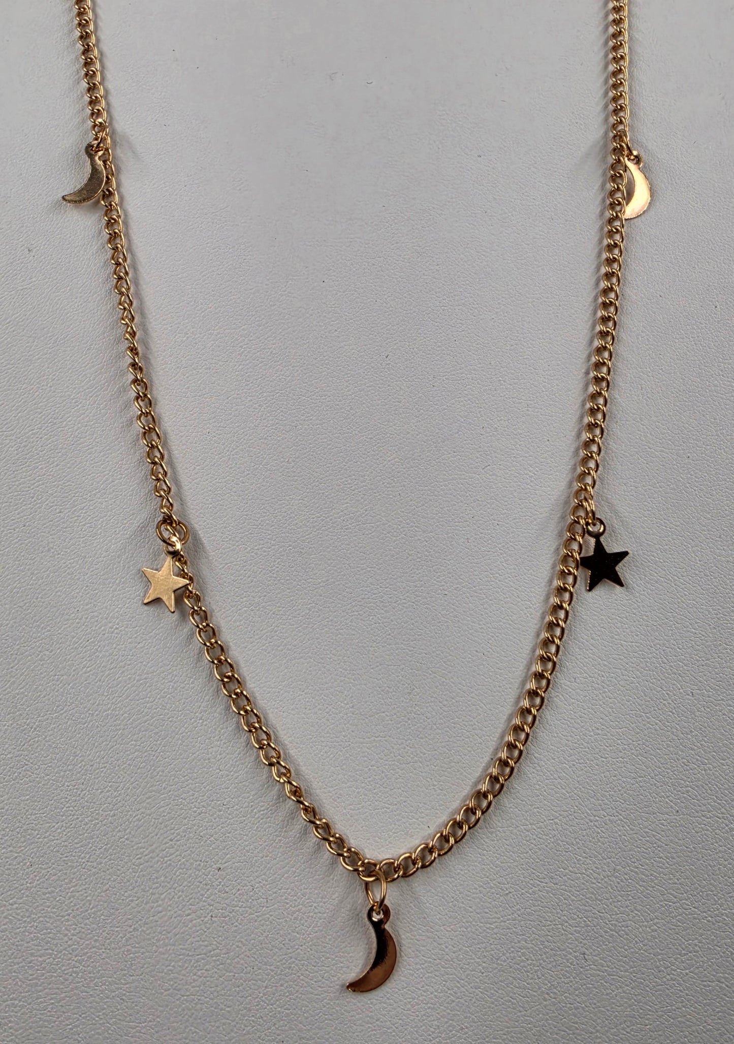 18"-20" Crescent Moon/Stars/Rose Gold Tone Necklace