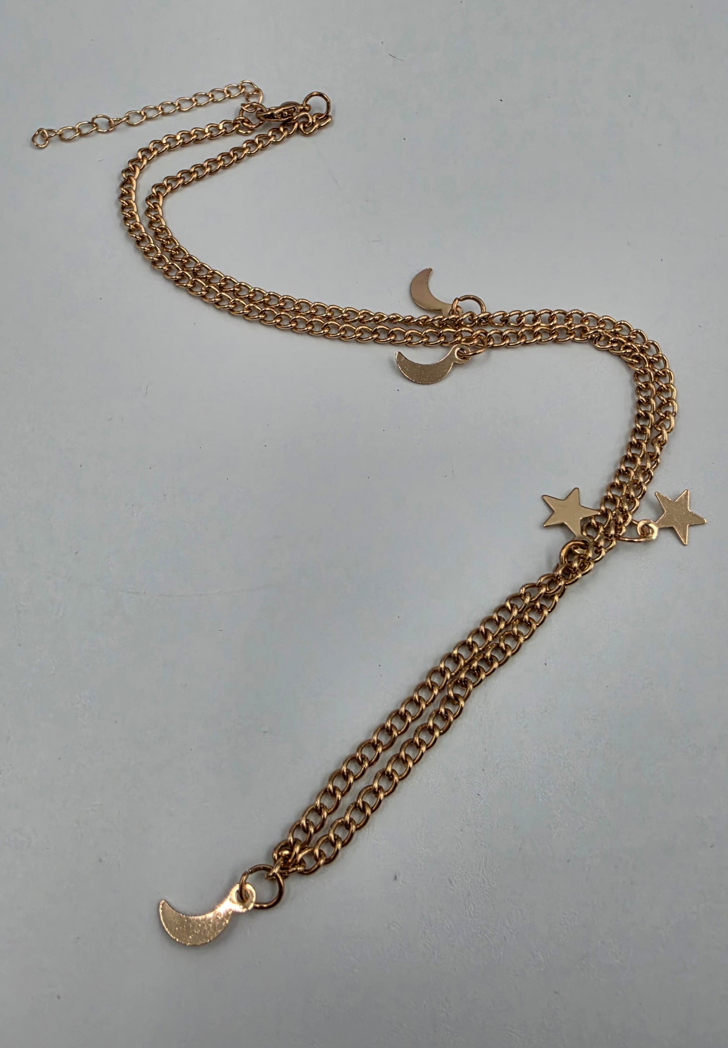 18"-20" Crescent Moon/Stars/Rose Gold Tone Necklace