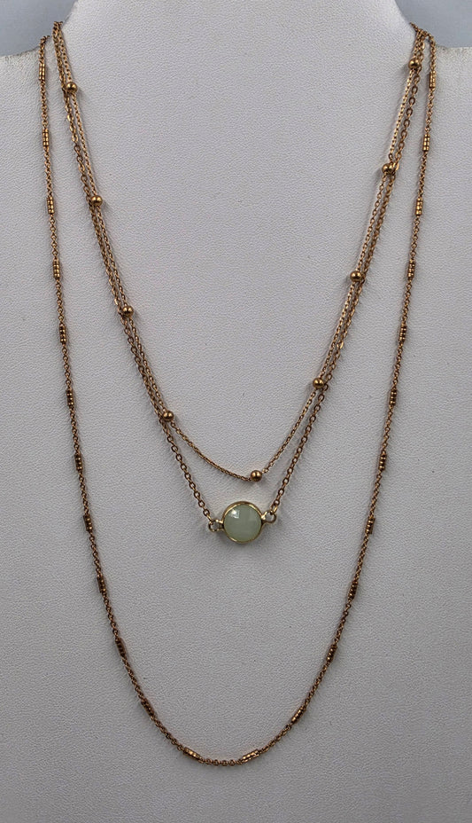 14"-17" Adjustable Green Glass Rhinestone Necklace