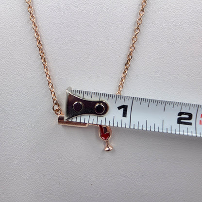 19"-21" Adjustable Rose Gold Tone Wine Bottle Pouring Wine Necklace