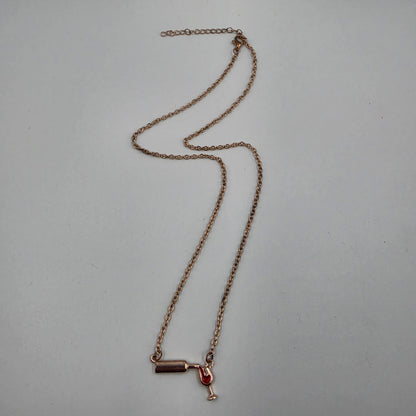 19"-21" Adjustable Rose Gold Tone Wine Bottle Pouring Wine Necklace
