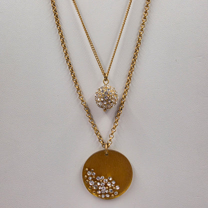 KENNETH COLE 16.5"-19" Adjustable Gold Tone/Glass Rhinestone/Multi Layer Necklace