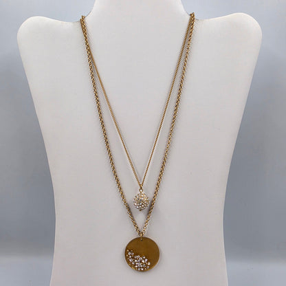KENNETH COLE 16.5"-19" Adjustable Gold Tone/Glass Rhinestone/Multi Layer Necklace