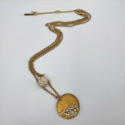 KENNETH COLE 16.5"-19" Adjustable Gold Tone/Glass Rhinestone/Multi Layer Necklace