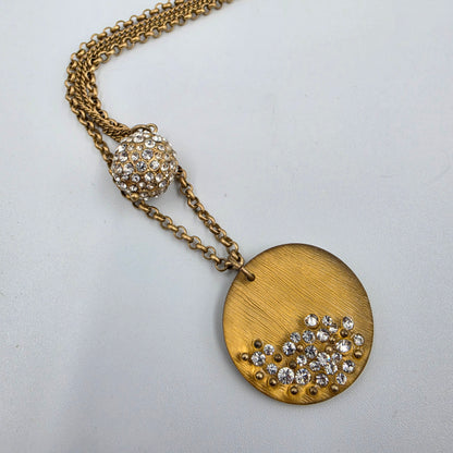 KENNETH COLE 16.5"-19" Adjustable Gold Tone/Glass Rhinestone/Multi Layer Necklace