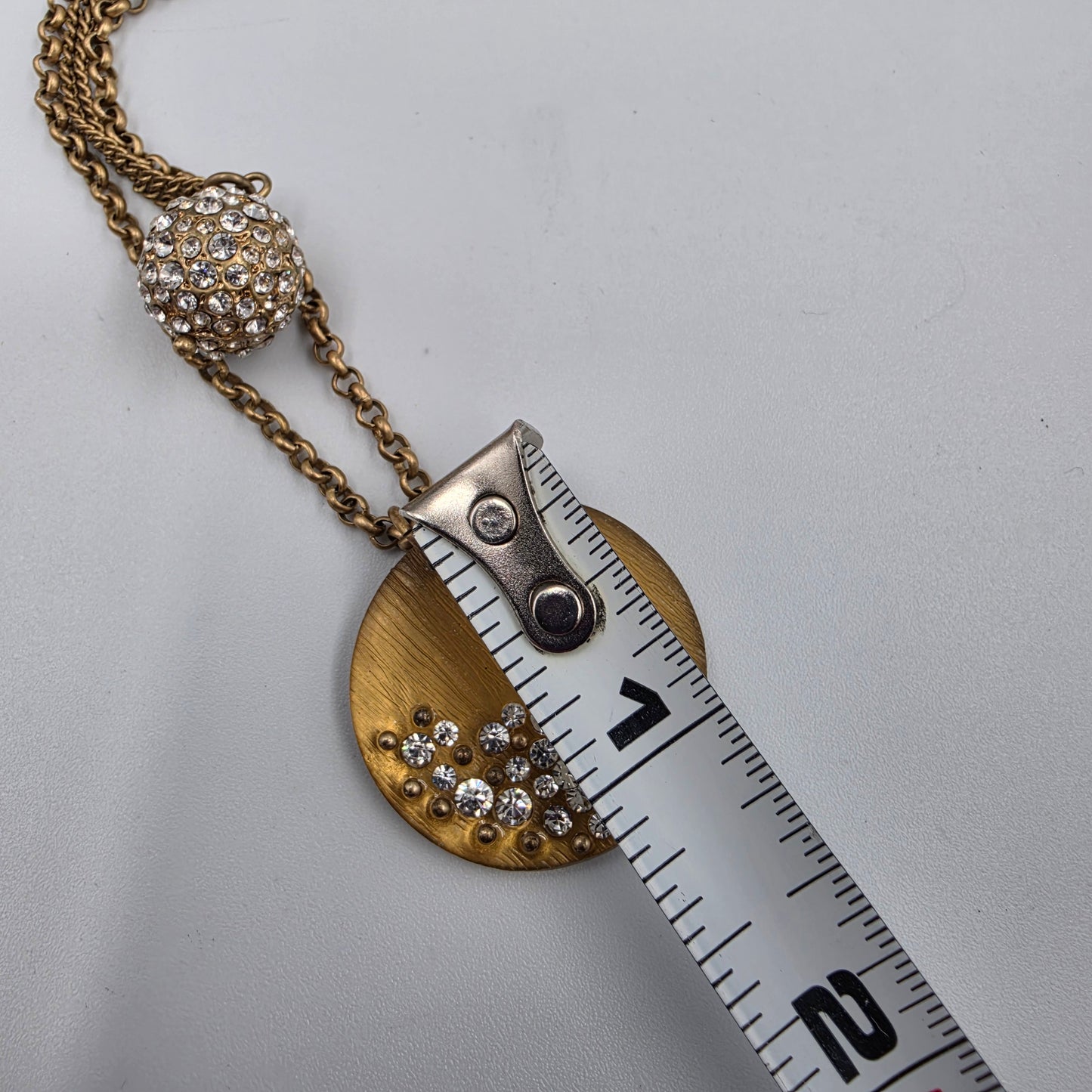 KENNETH COLE 16.5"-19" Adjustable Gold Tone/Glass Rhinestone/Multi Layer Necklace