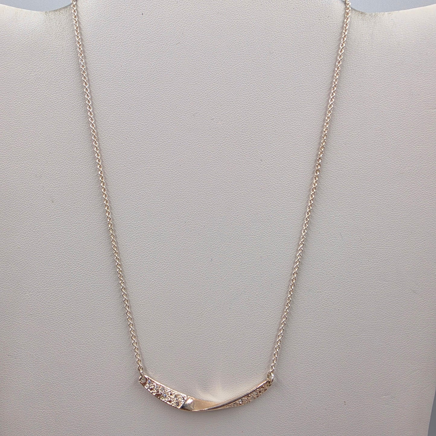16.5" Silver Plated/Clear Rhinestone/Two Tone Bar Necklace
