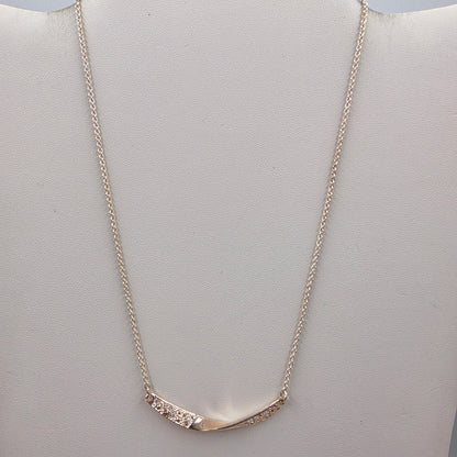 16.5" Silver Plated/Clear Rhinestone/Two Tone Bar Necklace