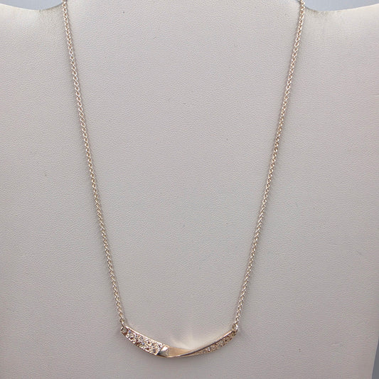 16.5" Silver Plated/Clear Rhinestone/Two Tone Bar Necklace