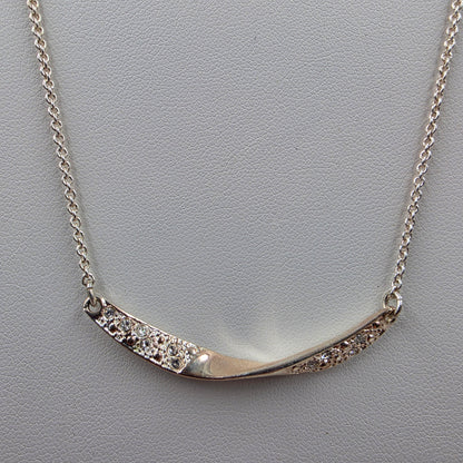 16.5" Silver Plated/Clear Rhinestone/Two Tone Bar Necklace