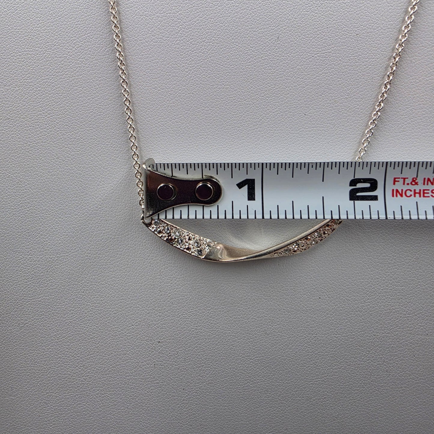 16.5" Silver Plated/Clear Rhinestone/Two Tone Bar Necklace