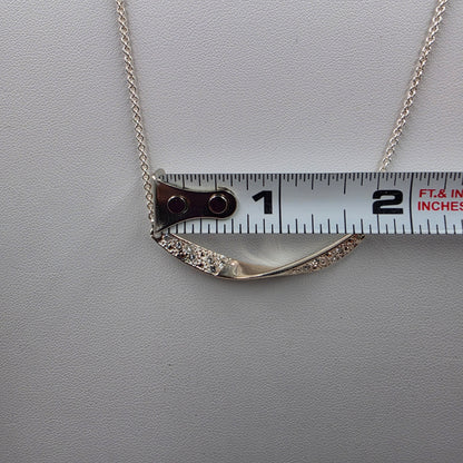16.5" Silver Plated/Clear Rhinestone/Two Tone Bar Necklace