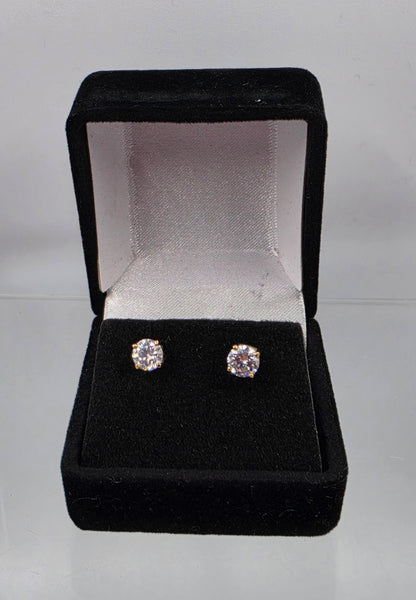 CARLA CORPORATION 14K Vintage 4.9mm(1 CTW) White Topaz Stud Earrings