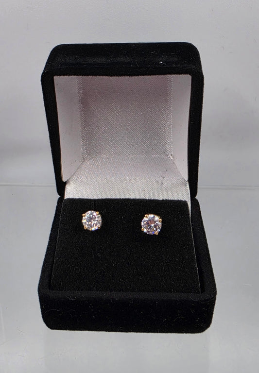CARLA CORPORATION 14K Vintage 4.9mm(1 CTW) White Topaz Stud Earrings