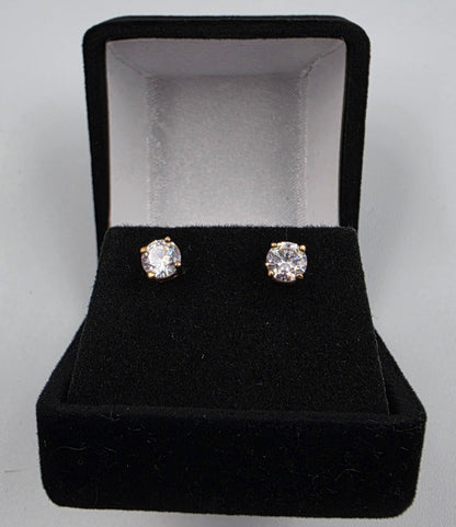 CARLA CORPORATION 14K Vintage 4.9mm(1 CTW) White Topaz Stud Earrings