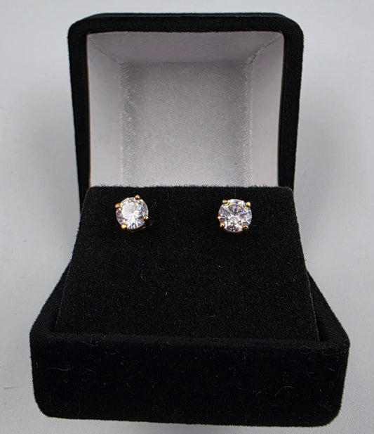 CARLA CORPORATION 14K Vintage 4.9mm(1 CTW) White Topaz Stud Earrings