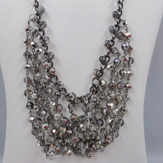 PREMIER DESIGNS 18"-22" Silver Faceted Glass/ Multi Beaded Bib Necklace