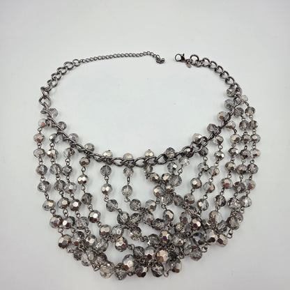 PREMIER DESIGNS 18"-22" Silver Faceted Glass/ Multi Beaded Bib Necklace