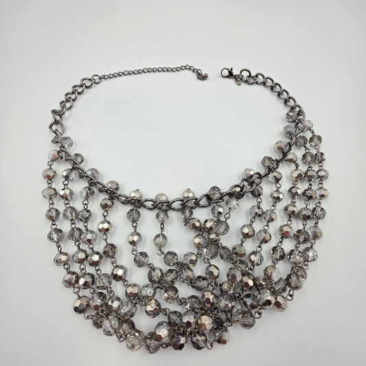 PREMIER DESIGNS 18"-22" Silver Faceted Glass/ Multi Beaded Bib Necklace