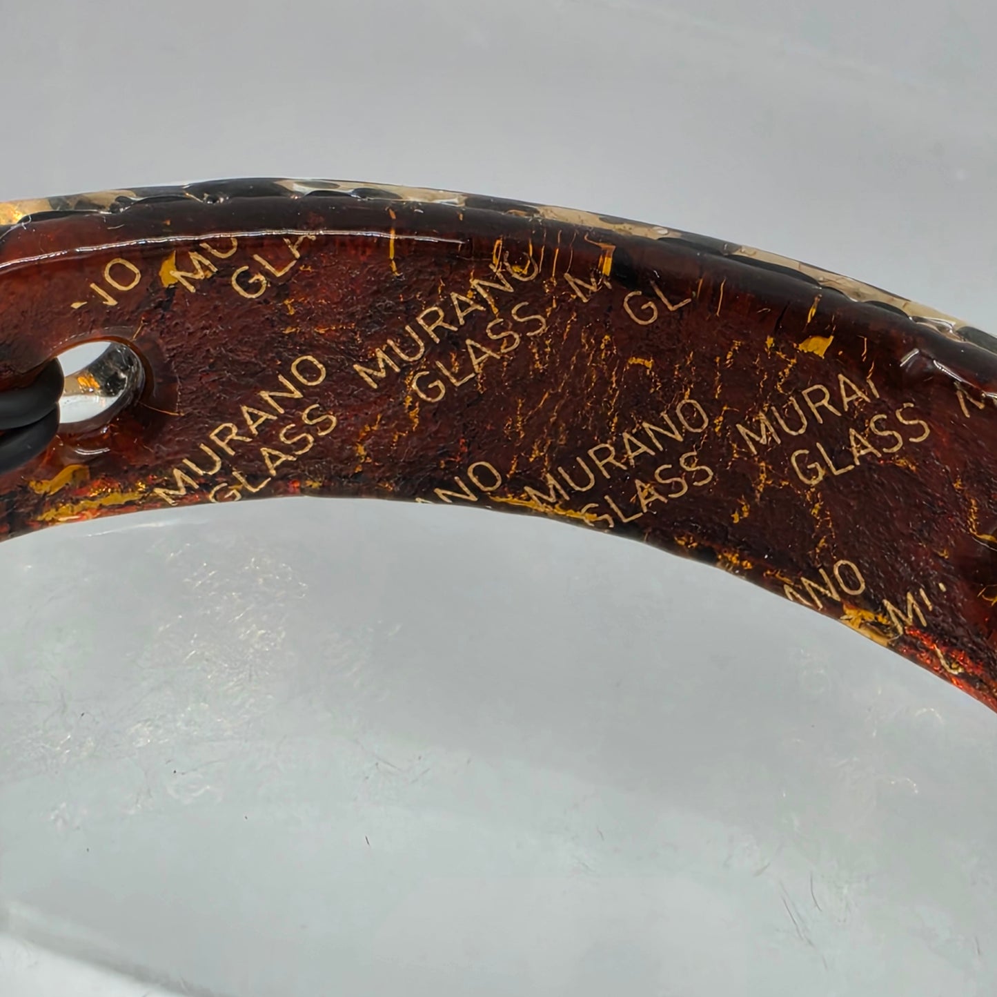 MURANO Glass Leopard Print 6.75"-8" Adjustable/Corded Silver Tone Bracelet