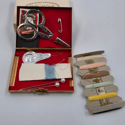 GOLD N CRAFT 1950's-60's Gold Tone Travel/Purse Sewing Kit