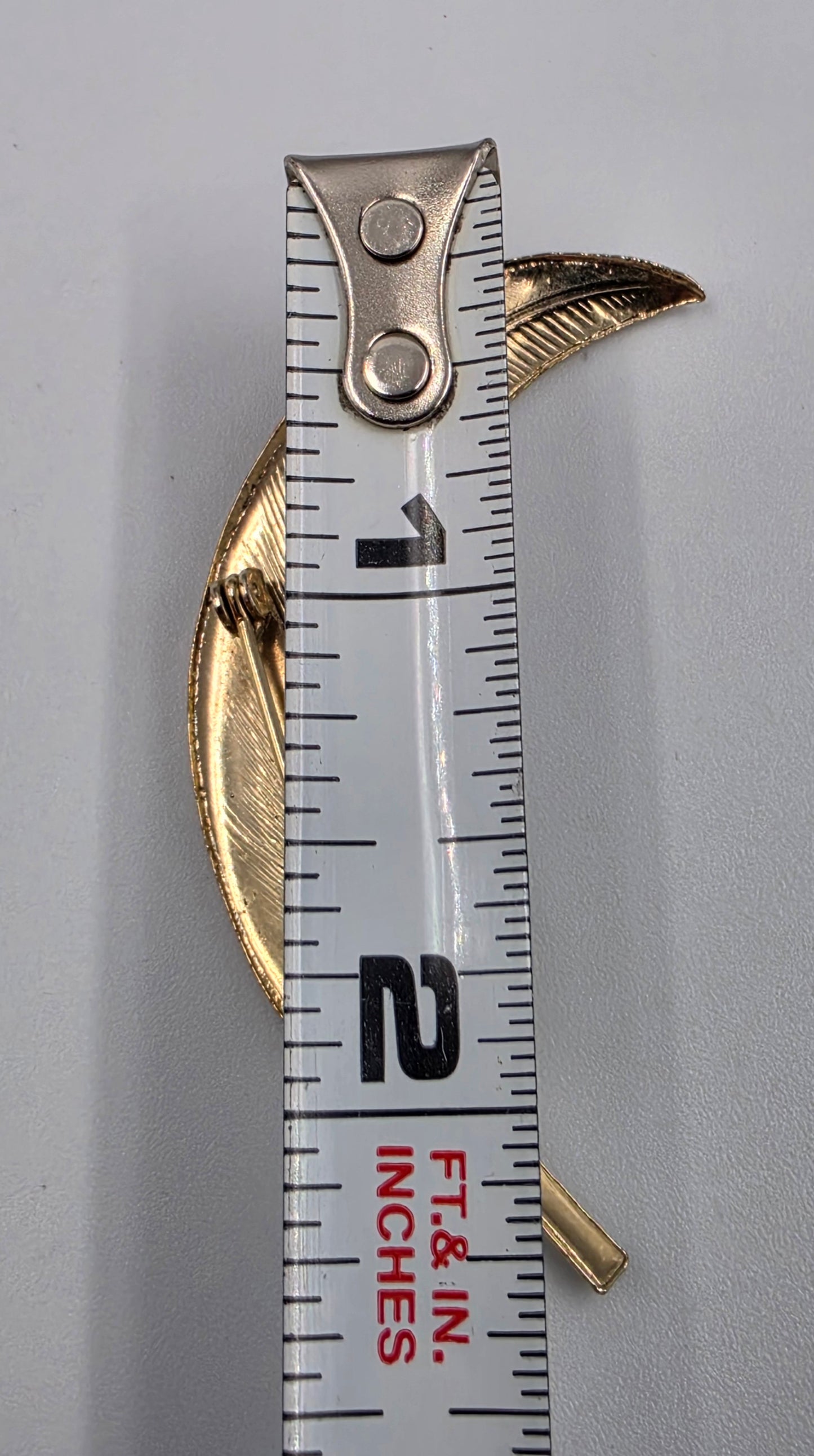 1980's Gold Plated Textured Leaf Brooch