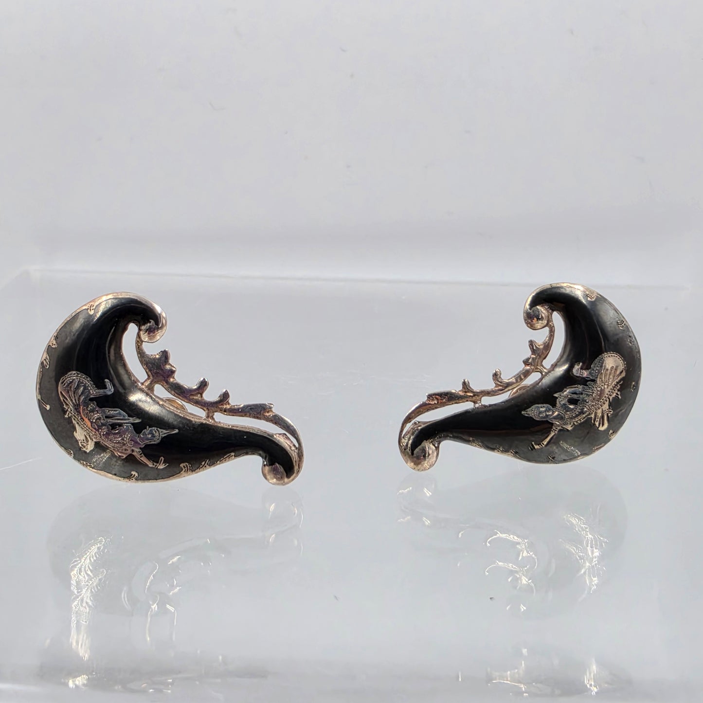 SIAM Niello Thai Sterling Silver Goddess of Lightning Earrings
