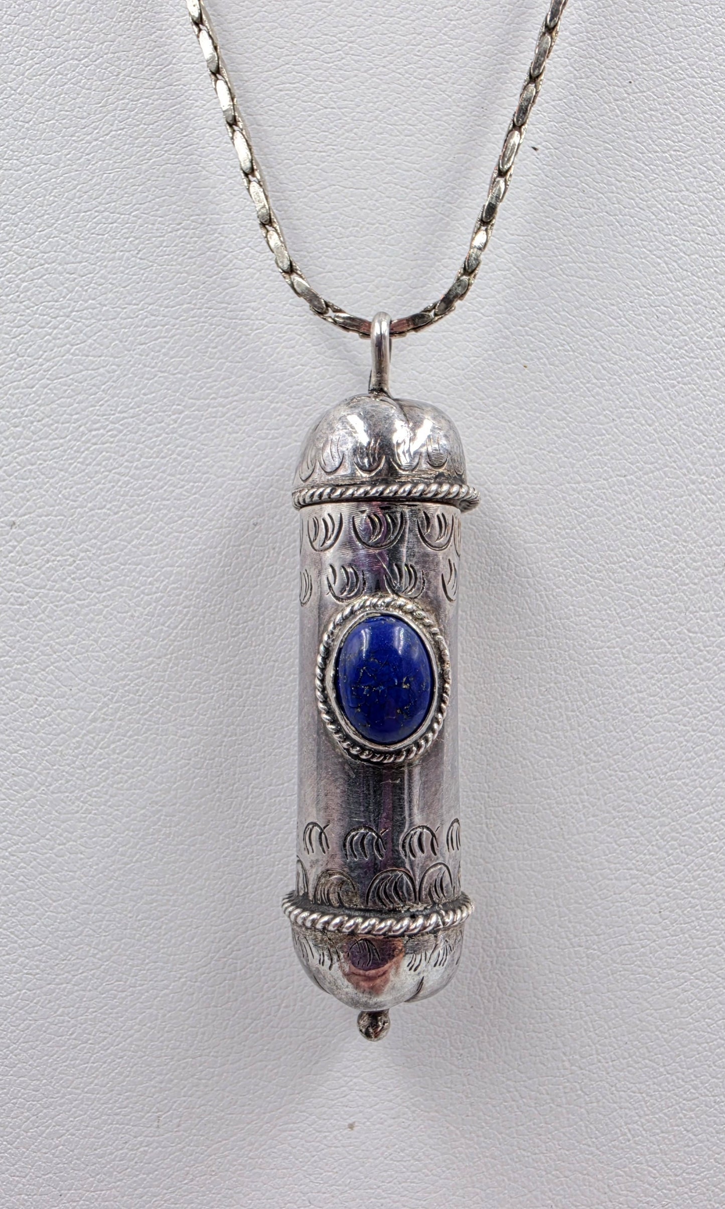 18KGF 17" Necklace/Tibetan Gau Prayer Box/Lapis Lazuli/Sterling Silver Pendant