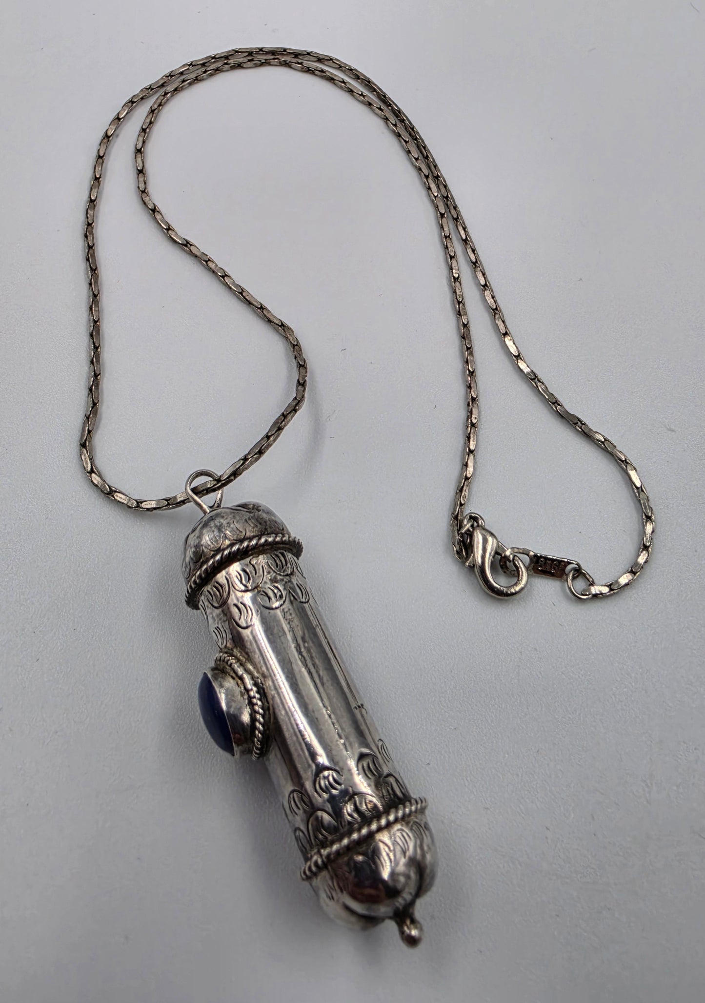 18KGF 17" Necklace/Tibetan Gau Prayer Box/Lapis Lazuli/Sterling Silver Pendant