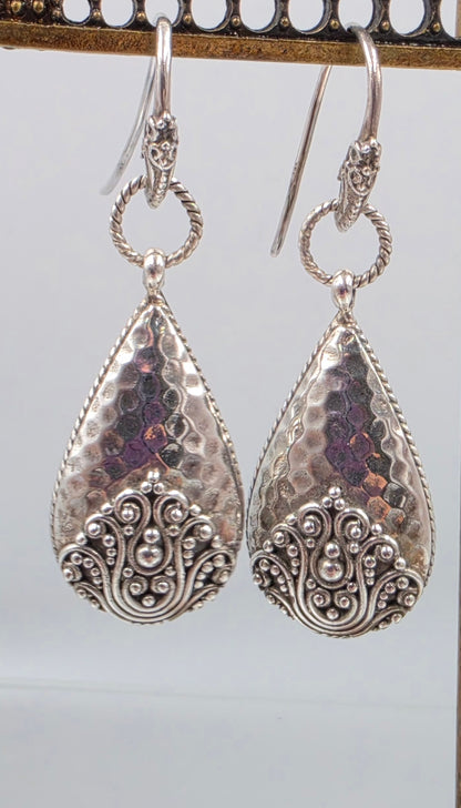 SARDA Filagree Sterling Silver Puffy/Hammered Earrings